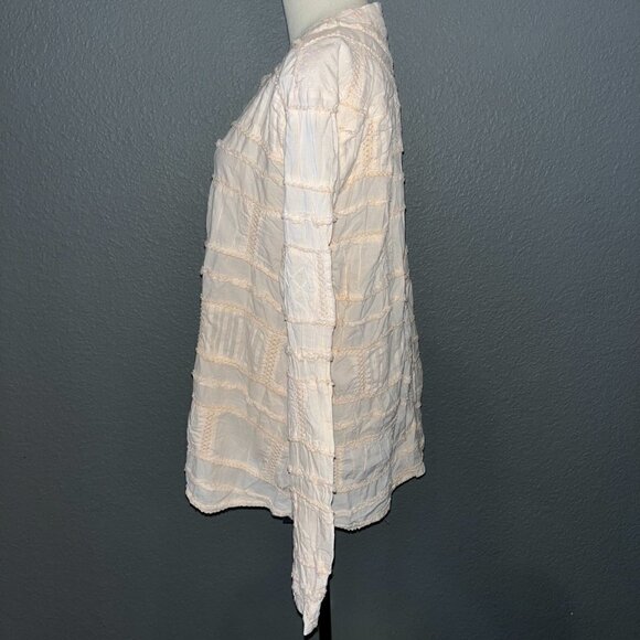 DYLAN Patchwork Long Sleeve Button Tunic Top- Light Peach - New with Tags - XXL - Picture 5 of 10